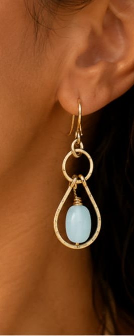 Rose Quartz Leaf Drops worn on model